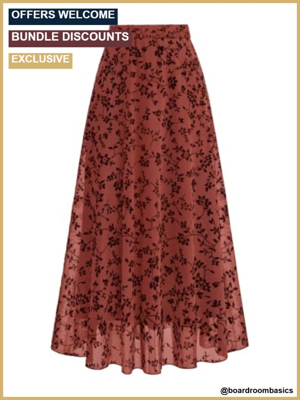 Women's Floral Mesh Maxi Skirt High Waist Tulle A-Line Long Skirt